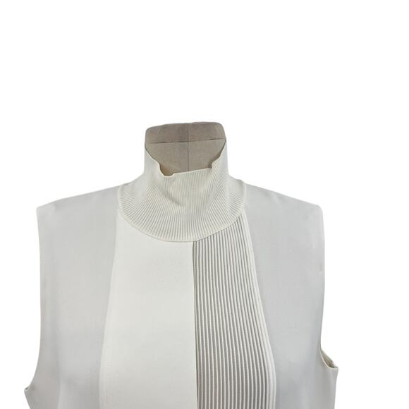 Vince Laser-cut Sleeveless Turtleneck Top Blouse New Buff White Size Large - Picture 3 of 13